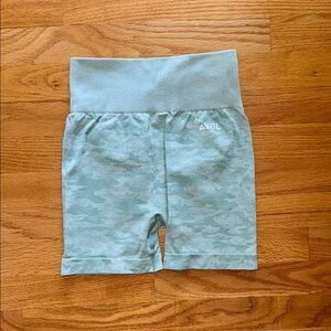 AYBL mint camo high-waist biker shorts